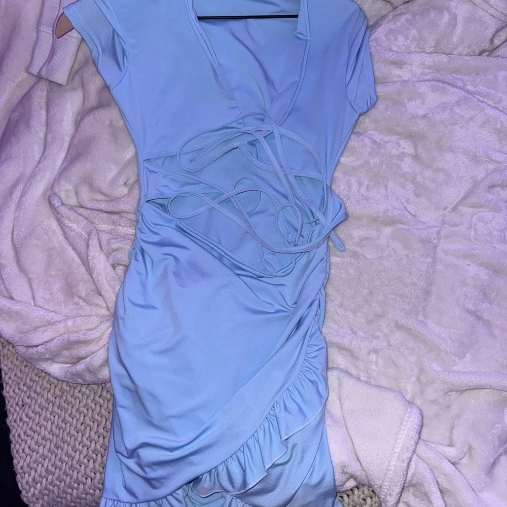 SHEIN Light Blue Asymmetrical Dress